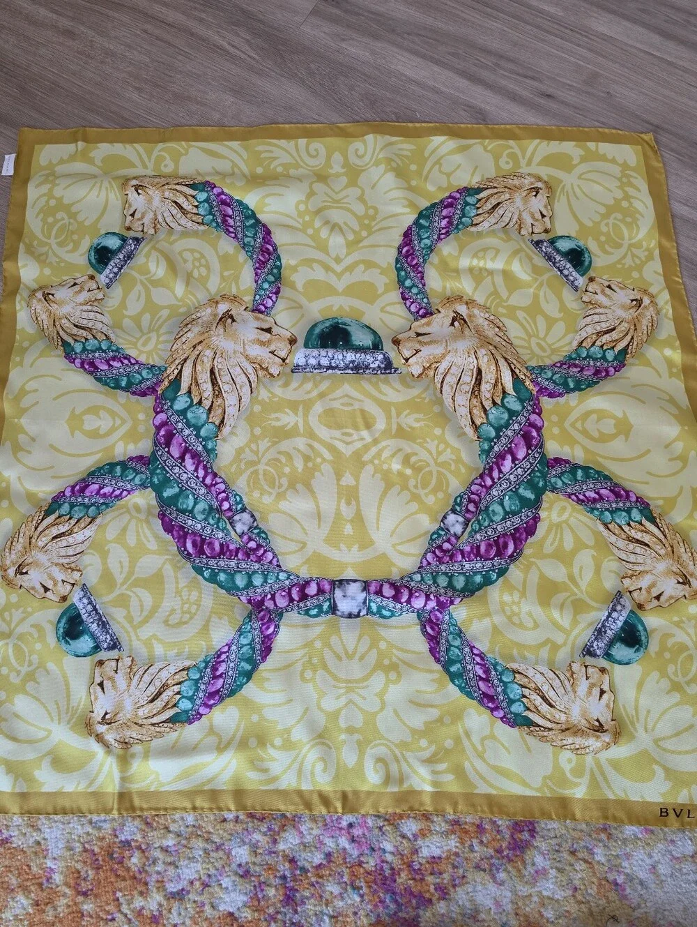 Authentuc Bvlgari Yellow Silk Scarf